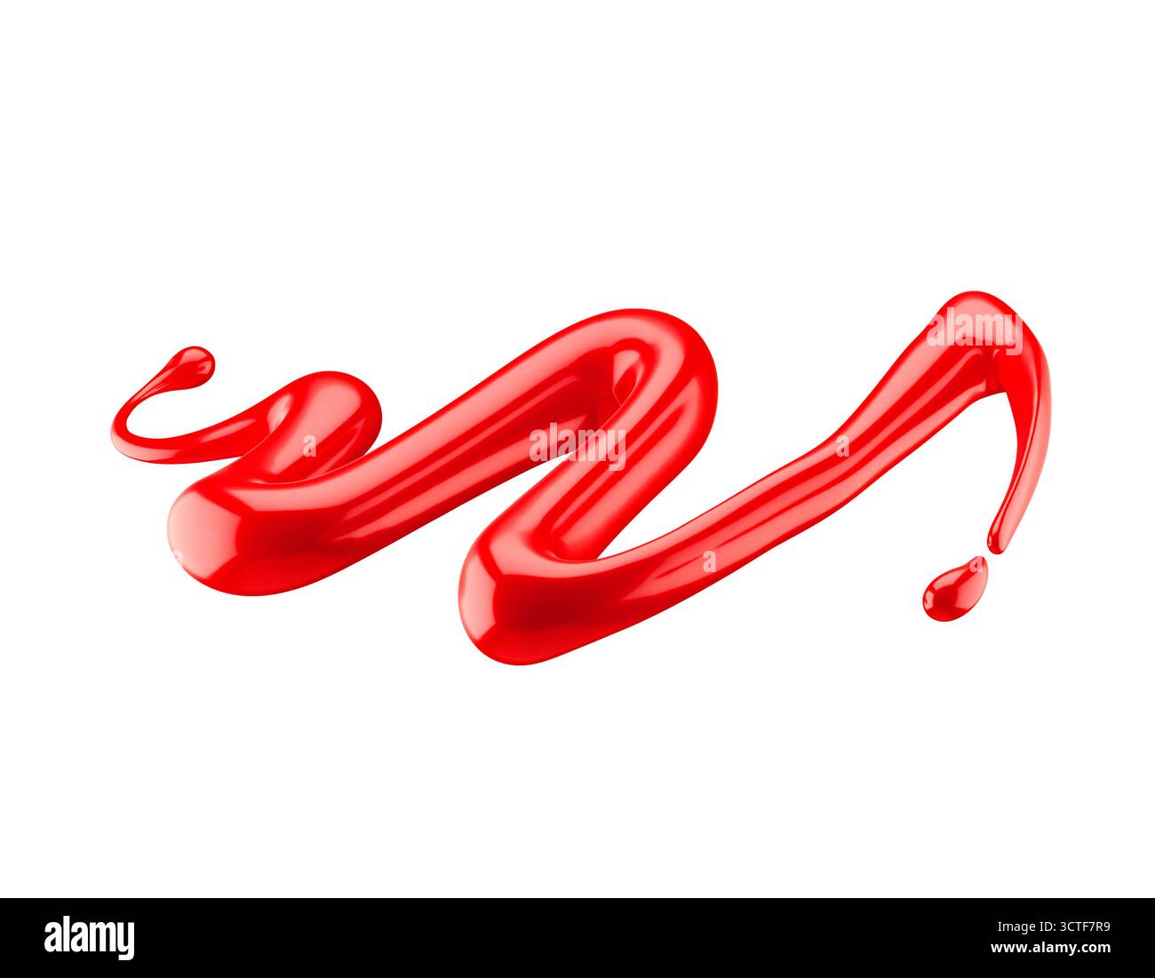 Rote Flüssigkeit, isoliert auf weißem Hintergrund. 3D-Rendering. Stockfoto