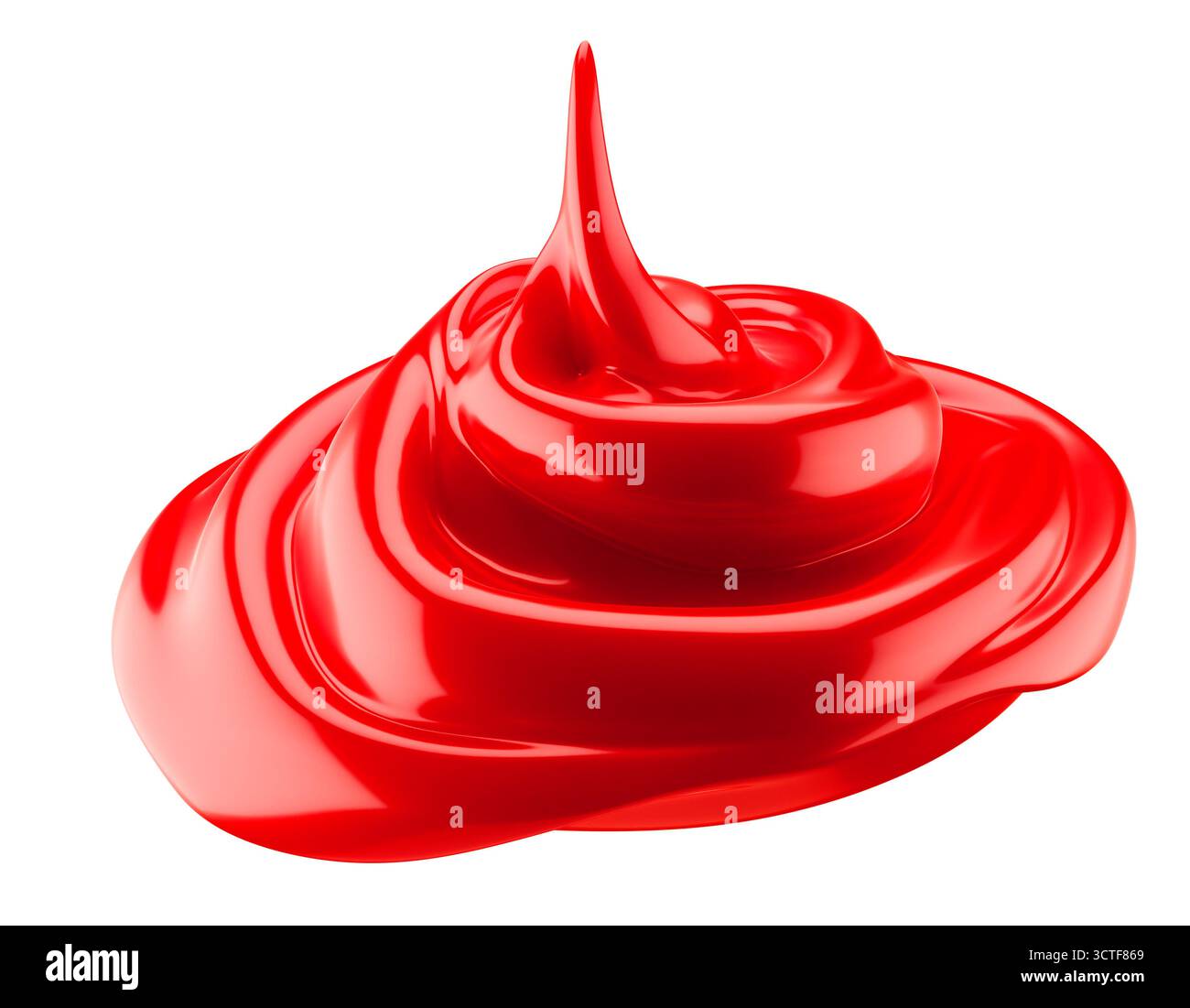 Roter Wirbel auf weißem Hintergrund. 3D-Rendering. Stockfoto