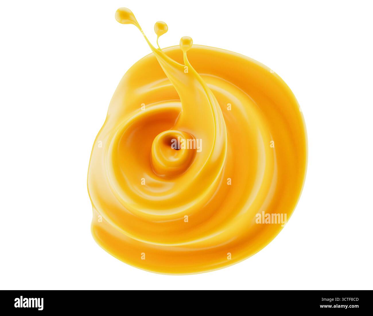 Orangefarbener Wirbel auf weißem Hintergrund. 3D-Rendering. Stockfoto