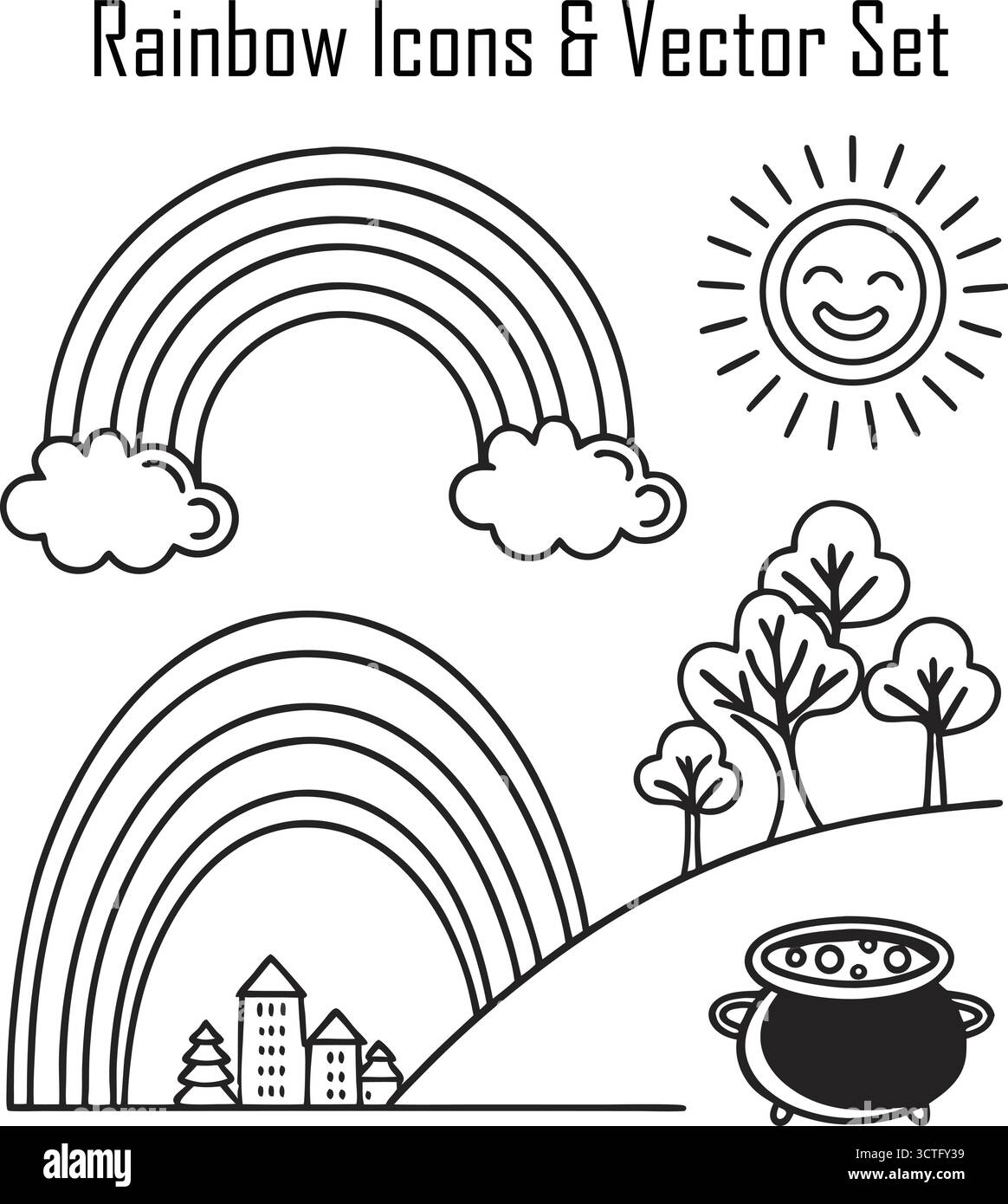 Bunte Regenbogen-Vektor-Illustration Helles Spektrum-Arc-Design, Minimalistisches Abstraktes Hintergrundkonzept Stock Vektor