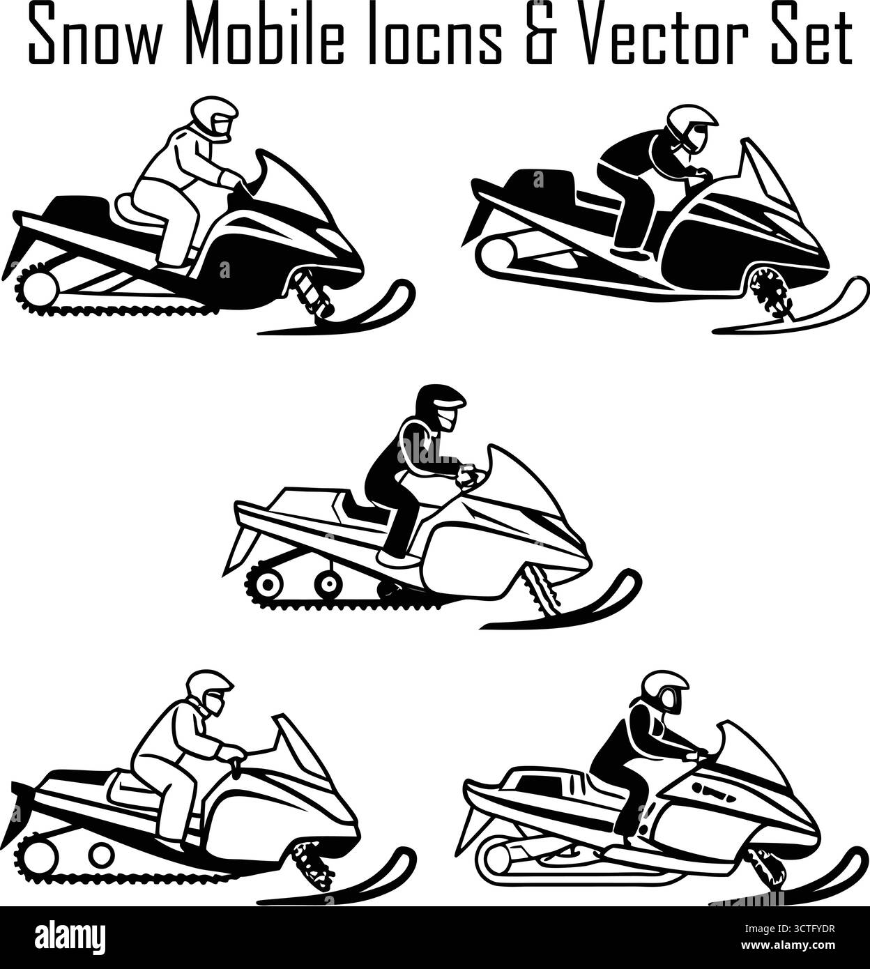 Schneemobilvektor-Illustration – Wintersportfahrzeug auf Schnee, Abenteuer und Outdoor-Aktivitätskonzept Stock Vektor
