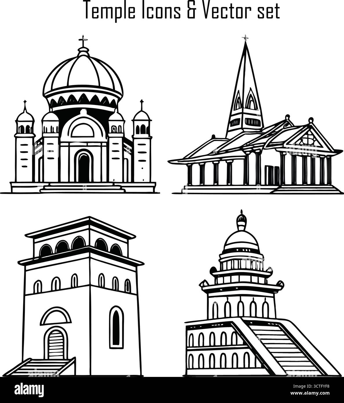 Antike Tempelarchitektur und spirituelles Erbe in Asien Stock Vektor