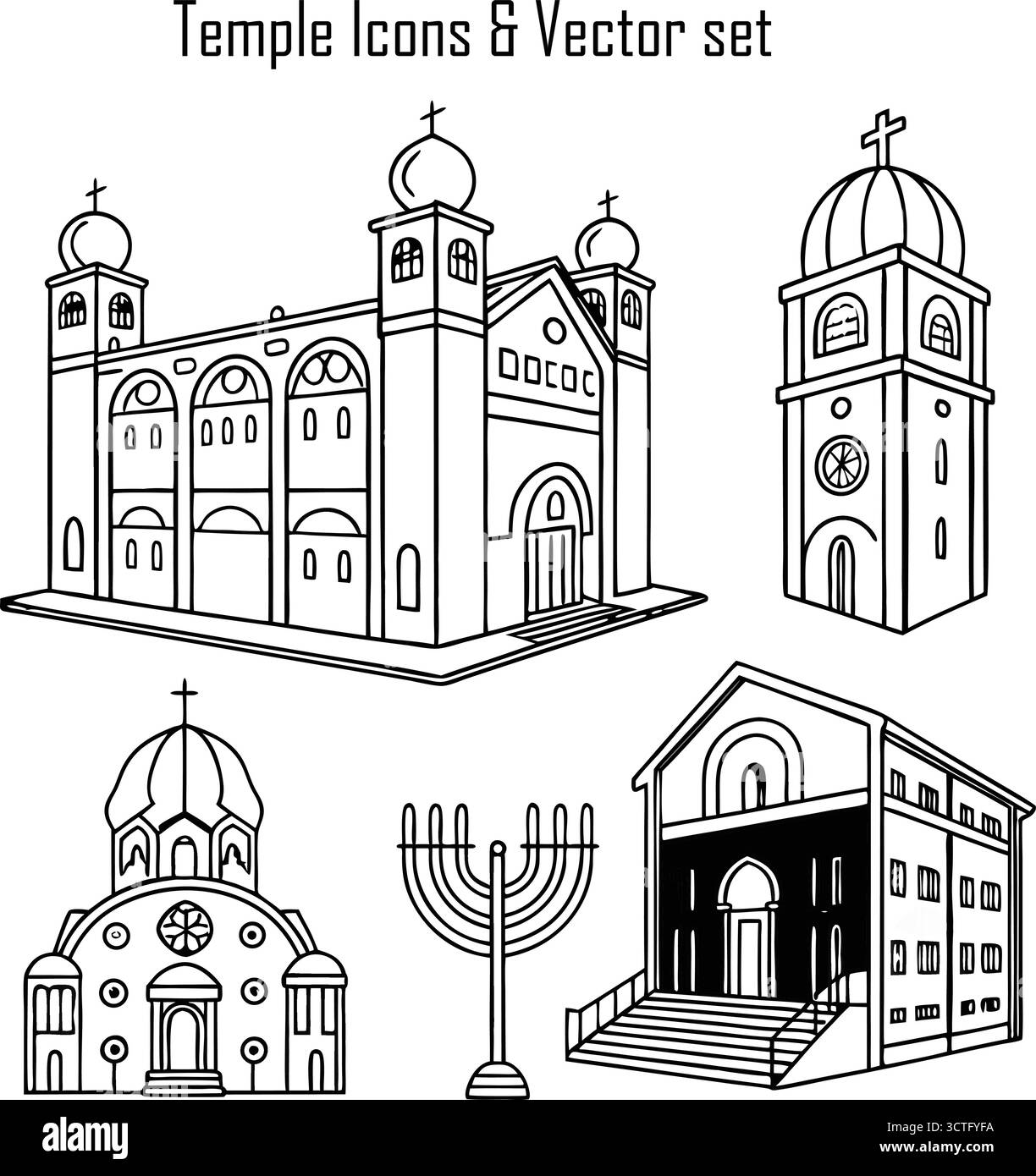 Antike Tempelarchitektur und spirituelles Erbe in Asien Stock Vektor