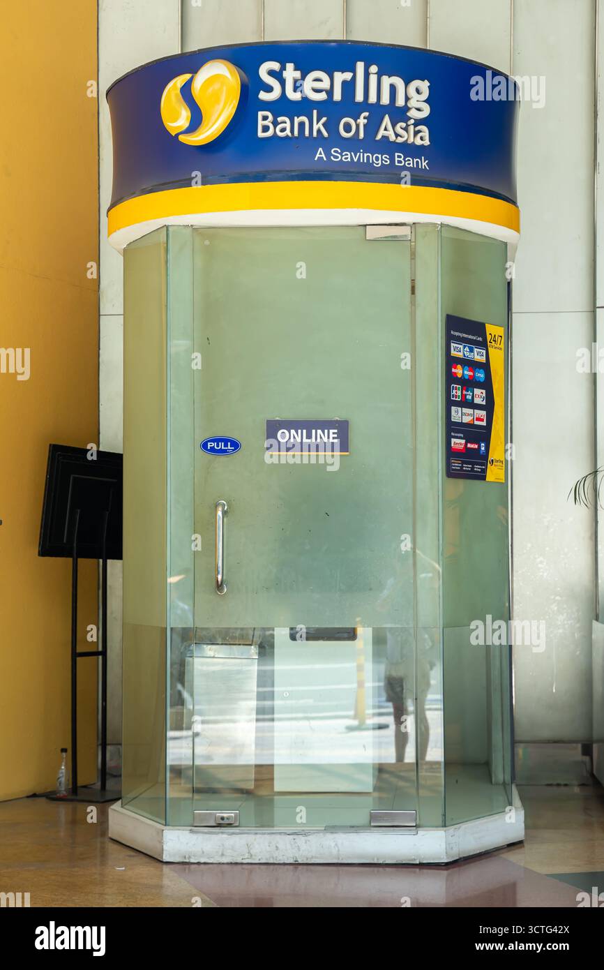 Sterling Bank of Asia ATM Kabine, Manila, Philippinen Stockfoto