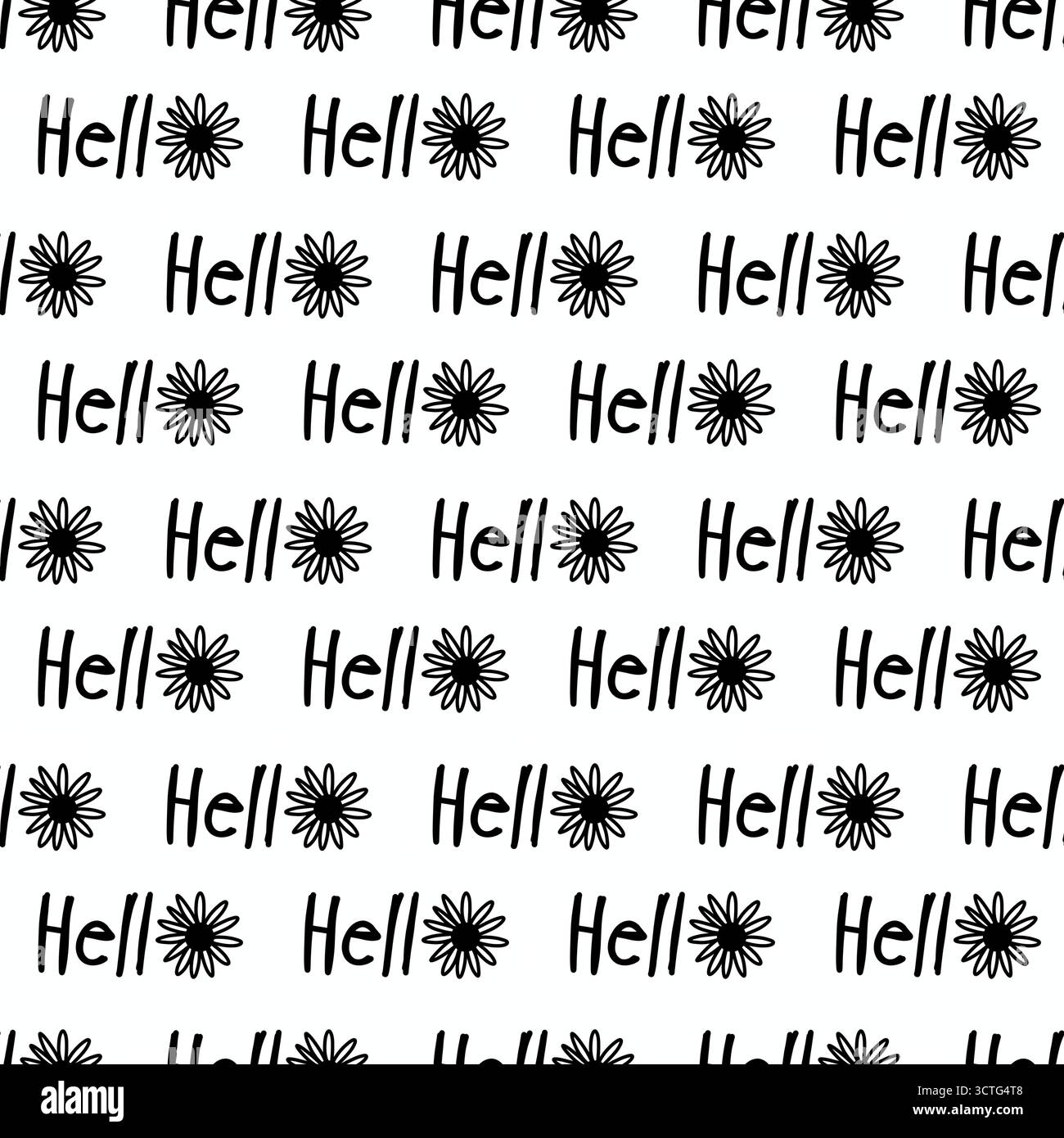 Eine nahtlose, handgezeichnete Illustration mit handgeschriebenen Schriftzügen, Kritzeleien und dekorativer Kalligrafie. Stockfoto