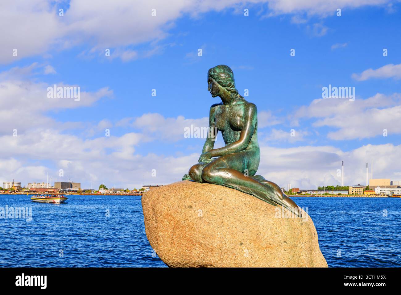 Kopenhagen, Dänemark. Blick auf die kleine Meerjungfrau Skulptur in Kopenhagen. Stockfoto