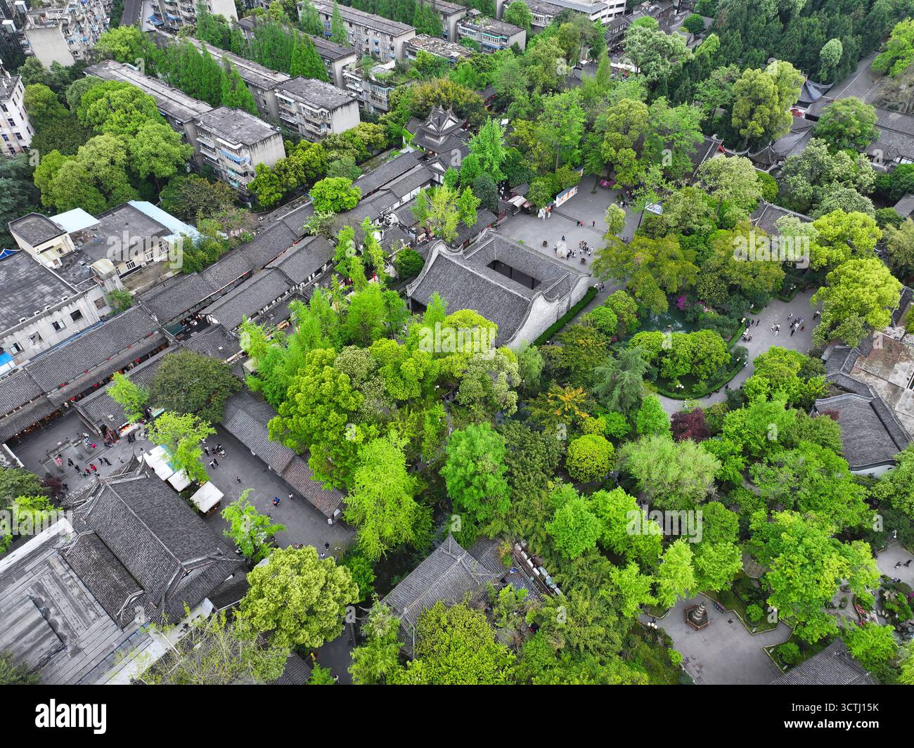 Luftaufnahmen des Grabes von Liu Xiangs in Jinli, Wuhou Temple Museum, Wuhou Bezirk, Chengdu Stadt Stockfoto