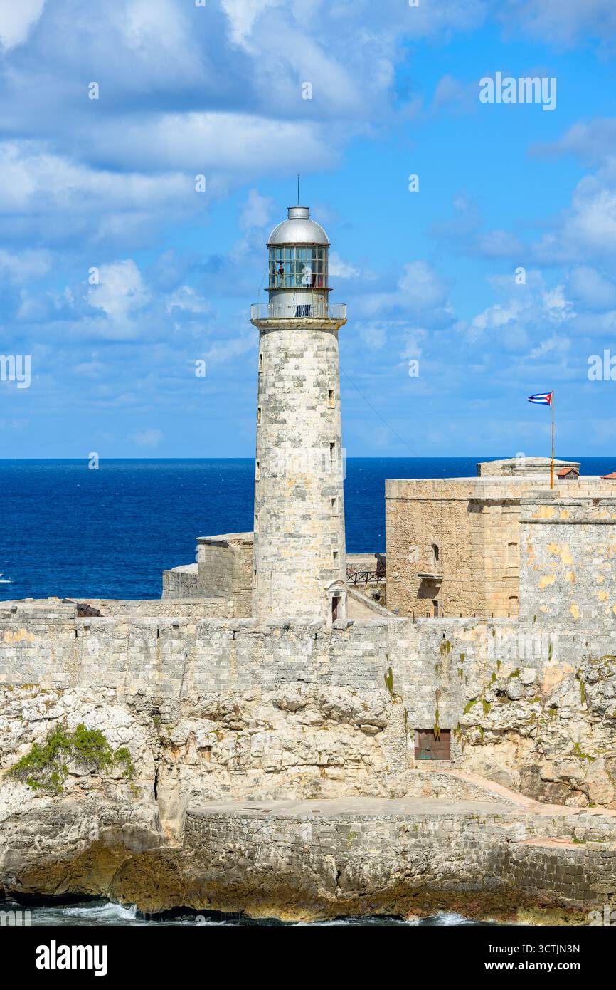 Havanna, Kuba Light House von La Cabana Fort. Stockfoto