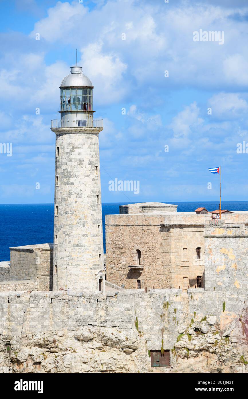 Havanna, Kuba Light House von La Cabana Fort. Stockfoto