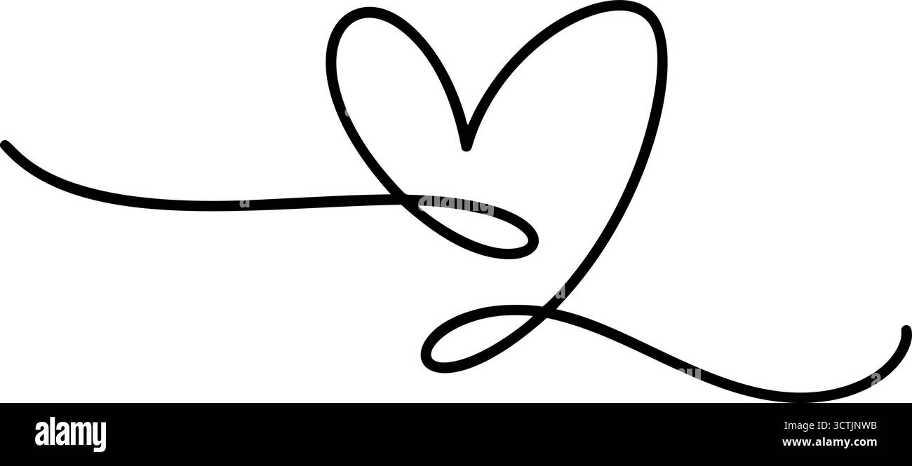 Schlichter Vektor valentine schwarze Linie schafft die Form ein Herz eine leere weiße Leinwand, die den unfassbaren Wunsch nach Liebe und Gefühlen repräsentiert Stock Vektor