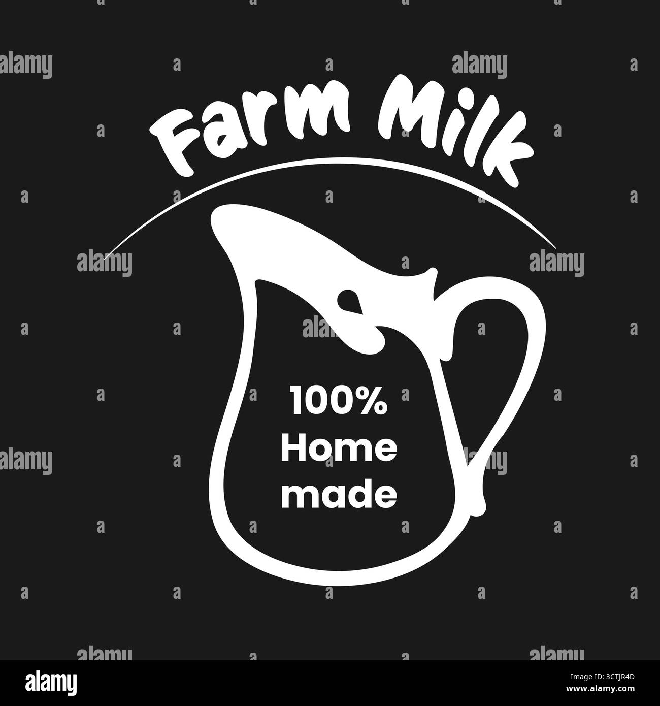 Ein optisch ansprechendes Logo zeigt frische Milch aus dem Bauernhof. Es hebt hausgemachte Qualität mit einem einfachen Design hervor und fördert Bio-Milchprodukte für gesundheitsbewusste Verbraucher. Stock Vektor