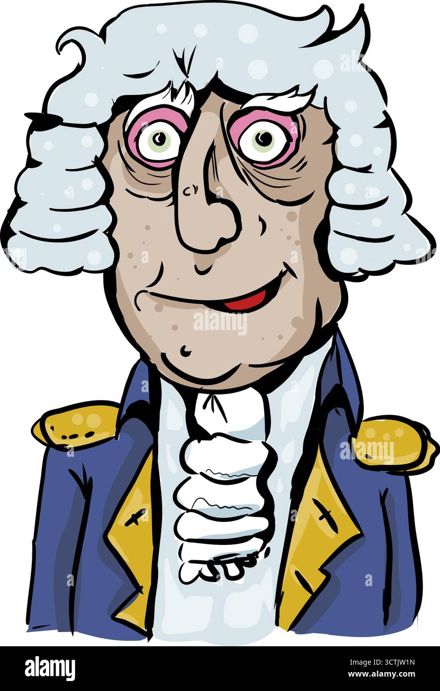 Cartoon george washington historische Charaktervektor Illustration Stock Vektor