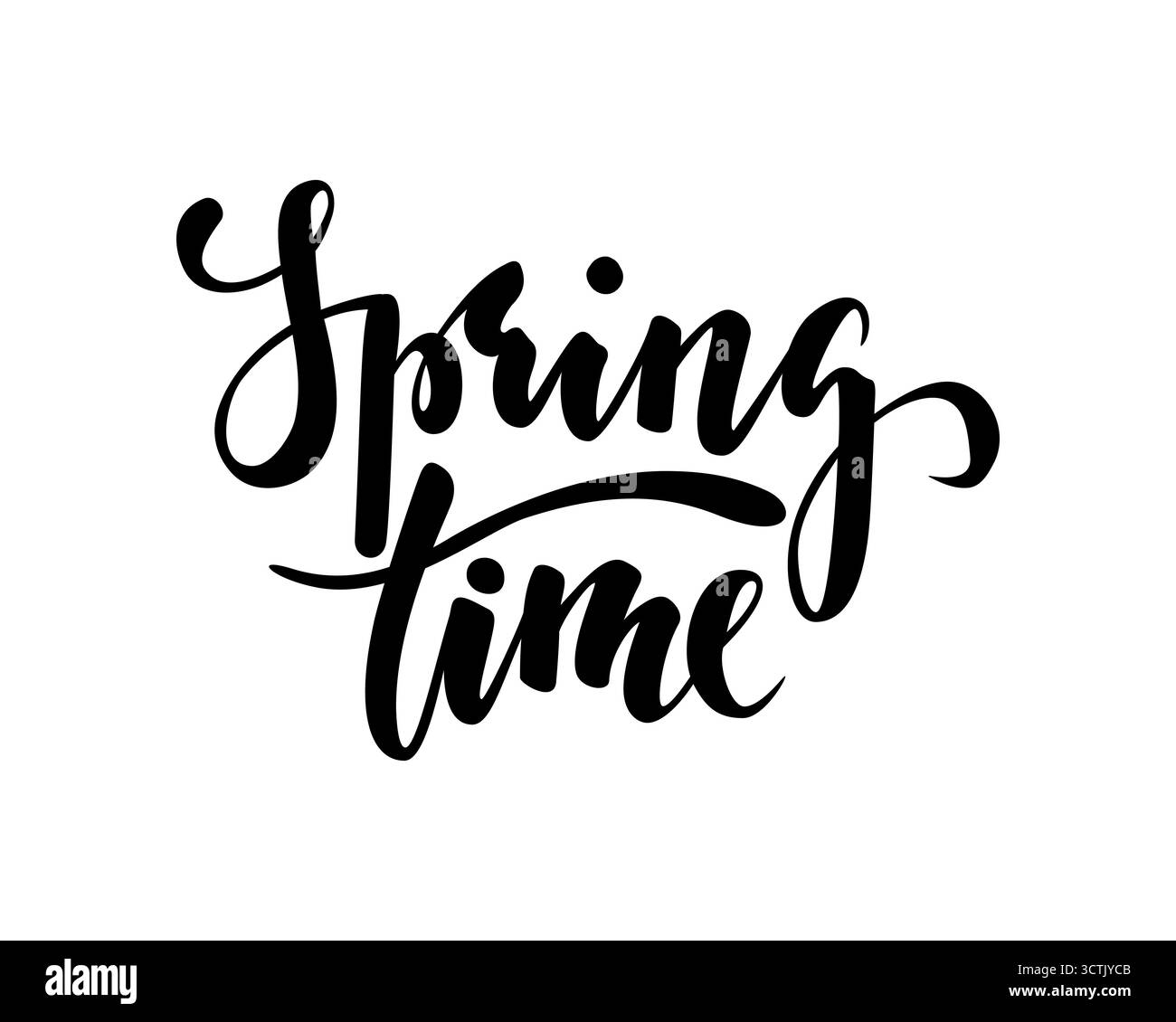 Spring Time Hand gezeichnete Kalligraphie und Pinselstiftbeschriftung. Design für Weihnachtsgrußkarte Stock Vektor