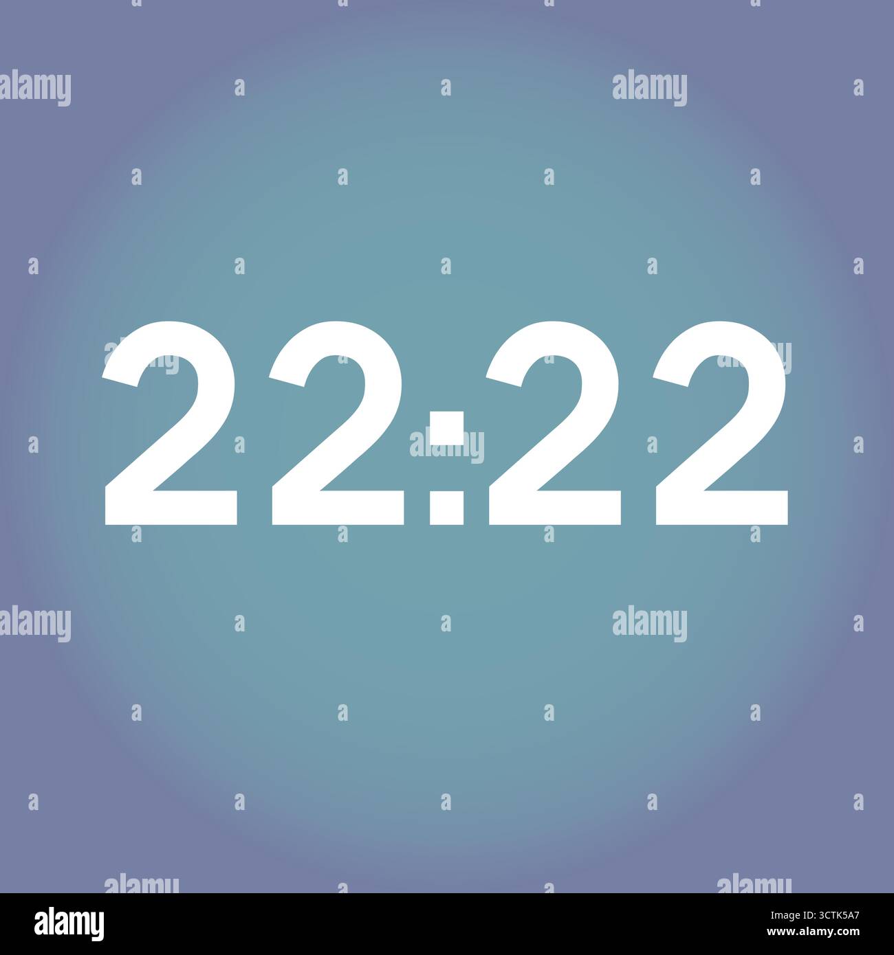 Zahlenfolge 22:22 auf Digitalanzeige, Spiegelstunde, symmetrische Zahlen, Zeitbegriff, Schicksal, Synchronität, Numerologie Stock Vektor