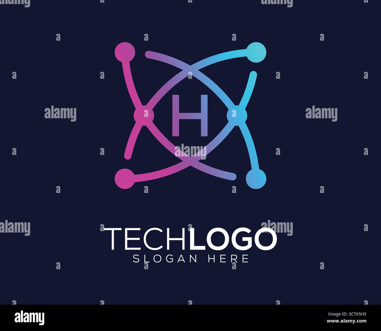 Technologie Gradianfarbenes Logo mit Buchstabe h Stock Vektor