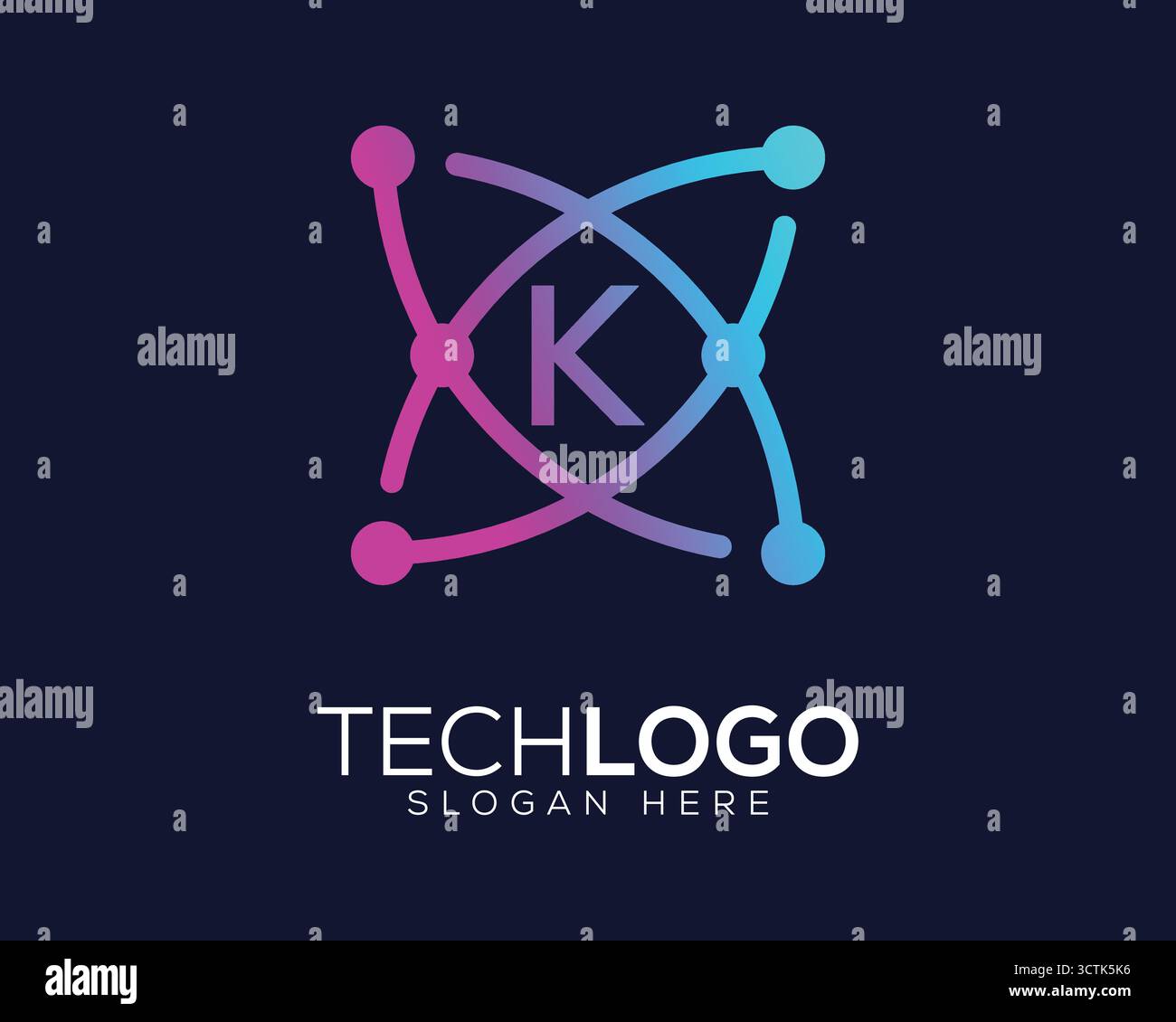 Technologie Gradian Color Letter k Logo Stock Vektor