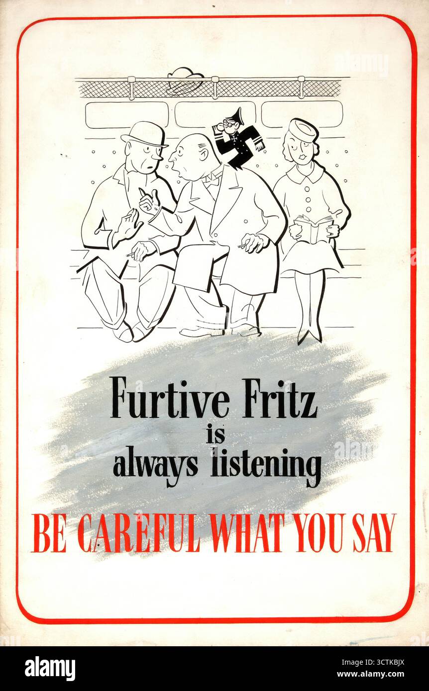 Fritz hört immer zu. Pass auf, was du sagst, Poster aus dem Zweiten Weltkrieg, zwischen 1939 und 1946. Stockfoto