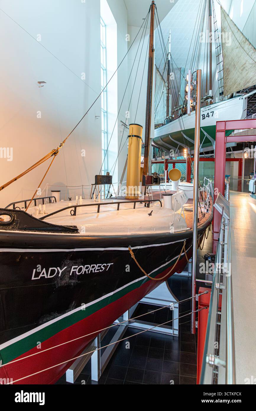 Lady Forrest (1902) ein Pilot-Rettungsboot im Western Australian Maritime Museum in Fremantle in der Region SW von Western Australia, WA Stockfoto