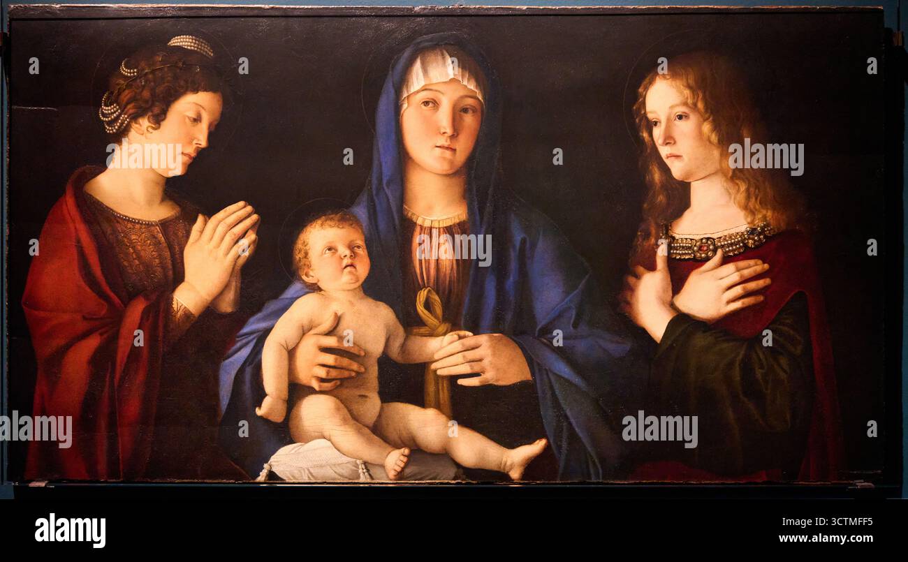 Giovanni Bellini (Venezia, 1435 circa - 1516), Madonna Col Bambino tra le sante Caterina e Maddalena, 1488 - 1490, Gallerie dell'Accademia, Galleria dell'Accademia, Campo della Carita, Dorsoduro, Venedig, Venezia, Veneto, Italien. Stockfoto