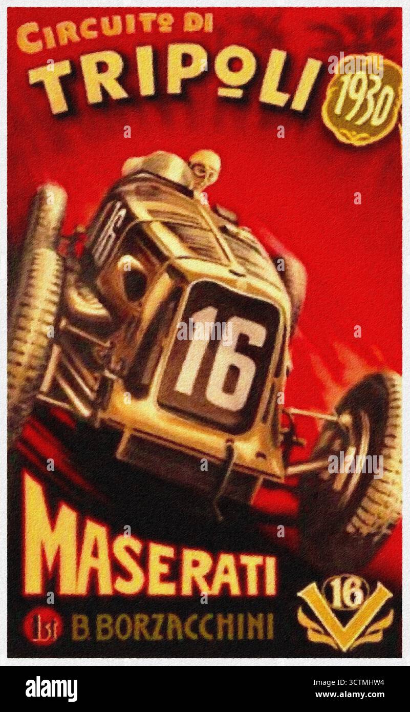 Poster zum Großen Preis von Tripolis 1930. Stockfoto