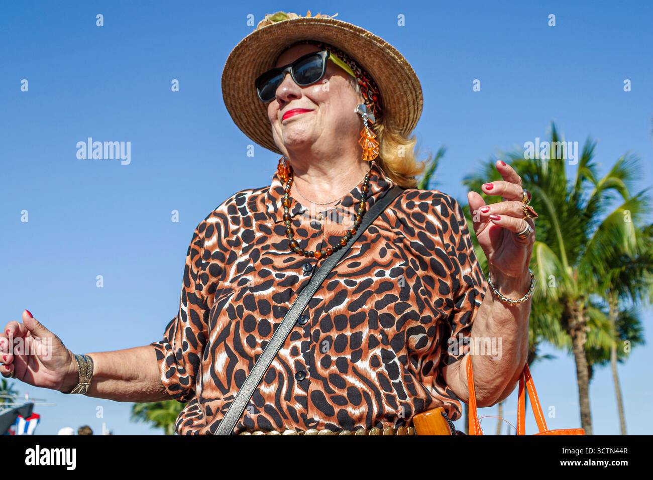 Miami Florida, Bayfront Park, lateinamerikanische lateinamerikanische Minderheit von Einwanderern, Erwachsene Erwachsene Frauen Frauen, Frauen, Tanz zu ethnischer Musik, vi Stockfoto