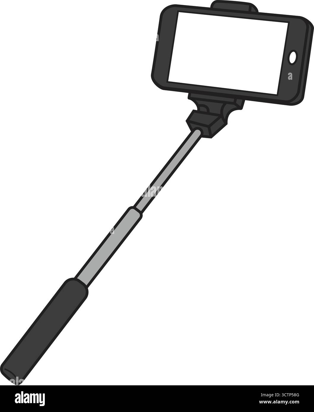 Selfie-Stick mit Smartphone, Fotozubehör für Mobiltelefone, Vlogging-Ausrüstung, persönliches Fotogerät, Reise-Gadget Stock Vektor
