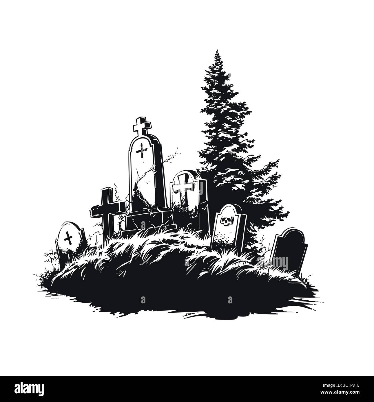 Vektor-Illustration des Halloween-Hintergrunds mit Friedhof Stock Vektor