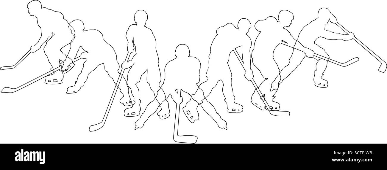 Eishockey Silhouette People Player Silhouetten Stock Vektor