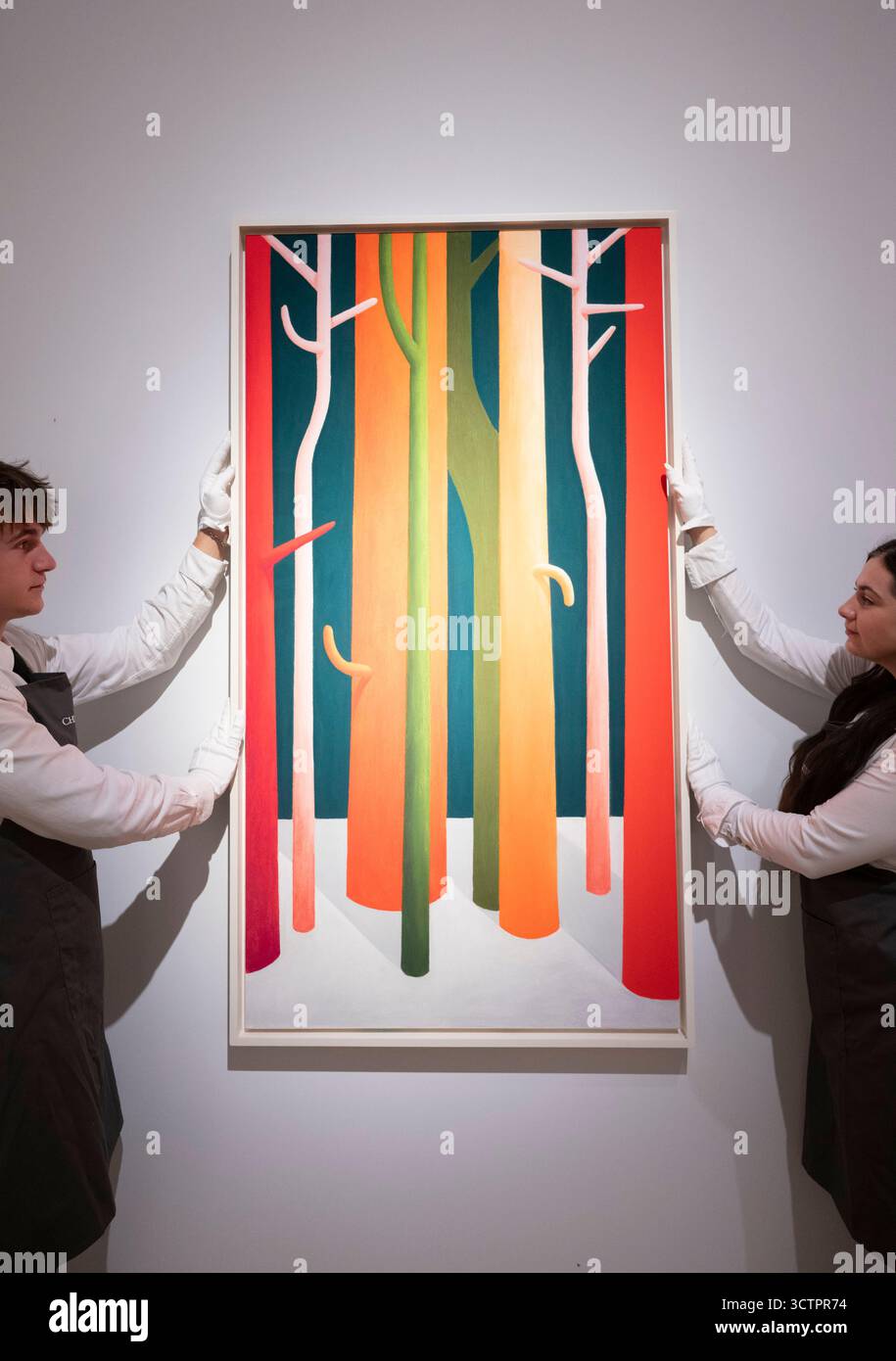 Christie's, London, Großbritannien. Oktober 2025. Der 20./21. Jahrhundert London Evening Sale findet am 15. Oktober statt. Zu den Höhepunkten zählen: Nicolas Party (* 1980), Tree Trunks, 2015, geschätzte £ 800.000 - 1.200.000. Quelle: Malcolm Park/Alamy Live News Stockfoto