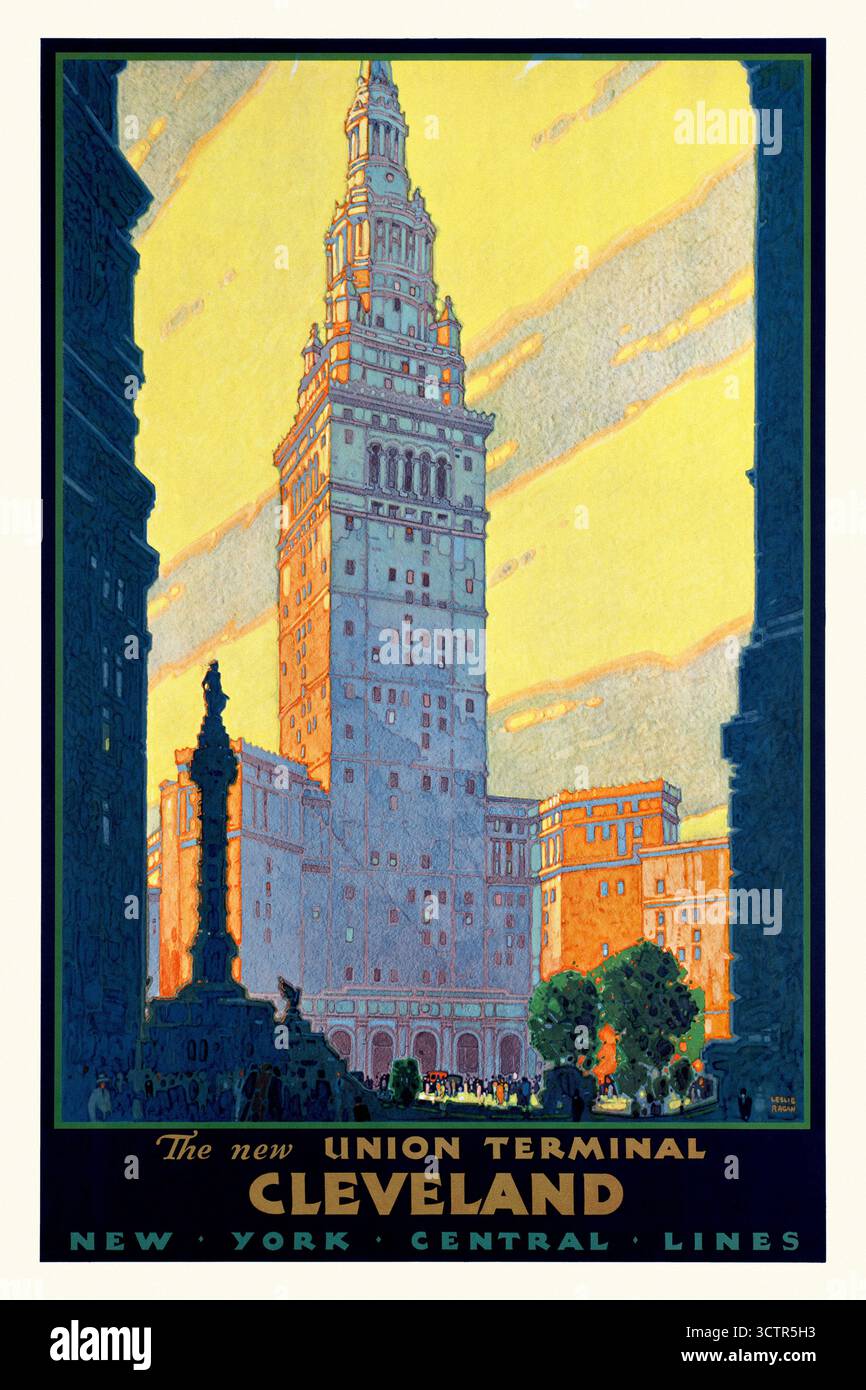 Das neue Union Terminal. Cleveland von Leslie Darrell Ragan (1897–1972). Poster, veröffentlicht in den 1920er Jahren in den USA. Stockfoto