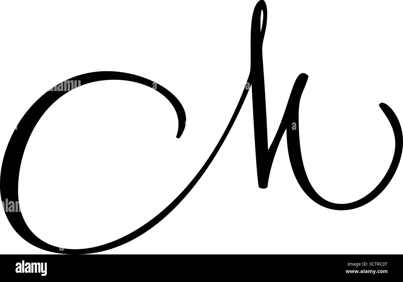 Vektorkalligraphie Hand gezeichneter Buchstabe M Symbol Logo. Handgeschriebene Schriftart im Pinselstil Stock Vektor