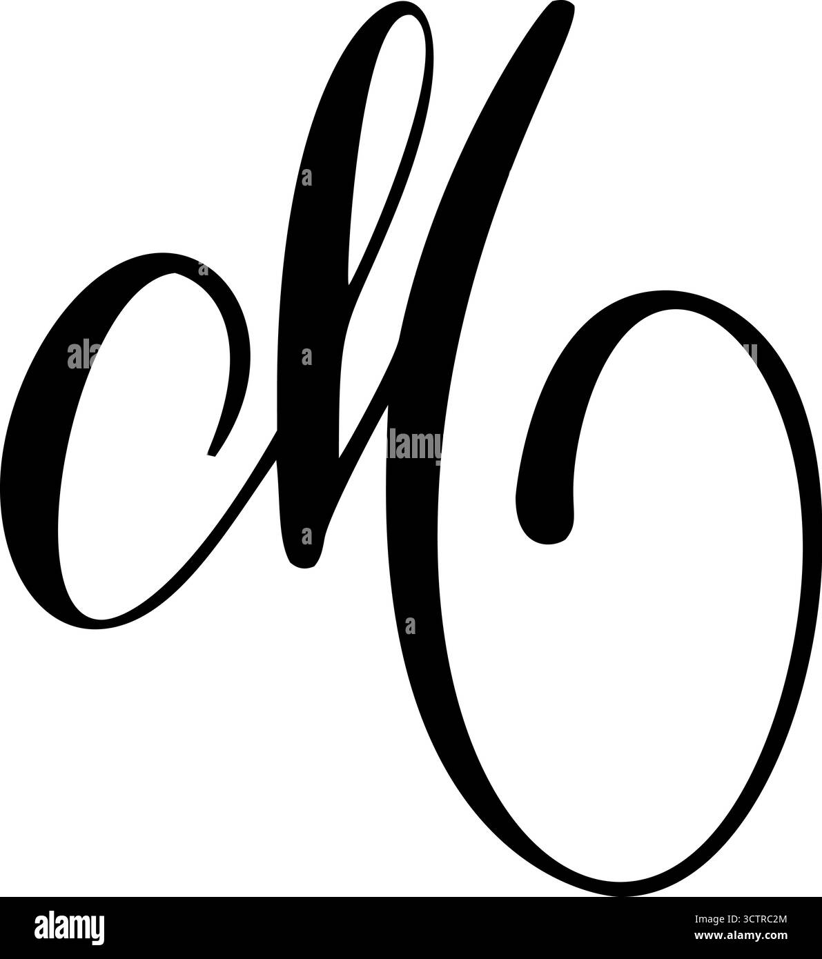 Vektorkalligraphie Hand gezeichneter Buchstabe M Symbol Logo. Handgeschriebene Schriftart mit Pinsel im Skriptstil Stock Vektor