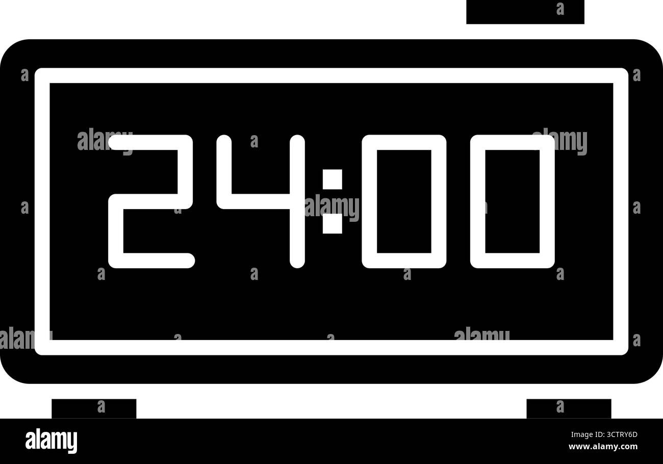 Vektorsymbol für digitale Wecker mit 24 Stunden Anzeige Stock Vektor