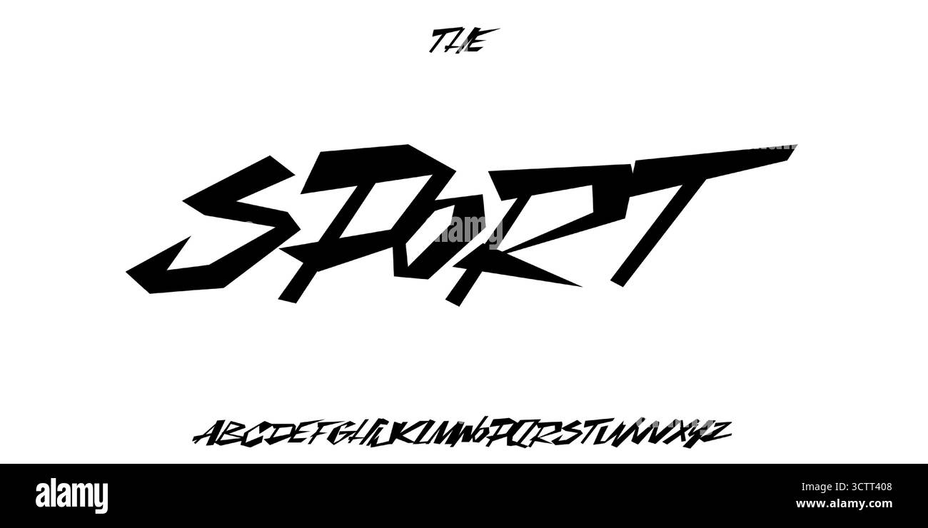 Zappelige Jumpy Sport Schriftart. Fröhlich grooviger Schriftsatz. Verrücktes, unbändiges Alphabet, ruheloser Typ. Tanzende Briefe für Street Urban Art, Festival und Stock Vektor