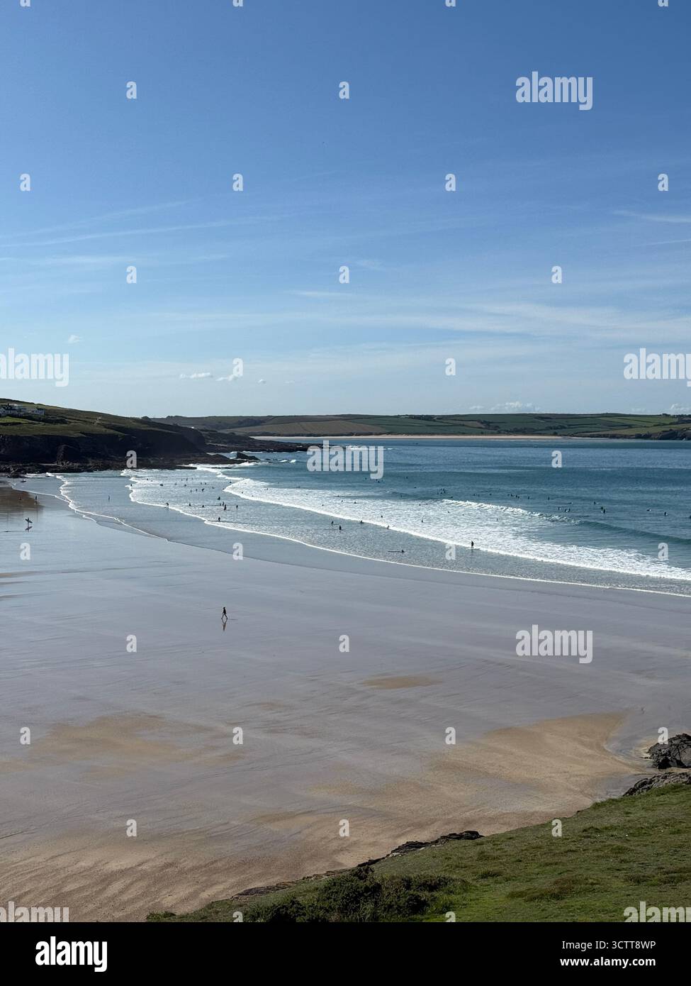 Polzheath Beach, North Cornwall, England, Großbritannien - Smartphone-aufgenommenes Stockfoto