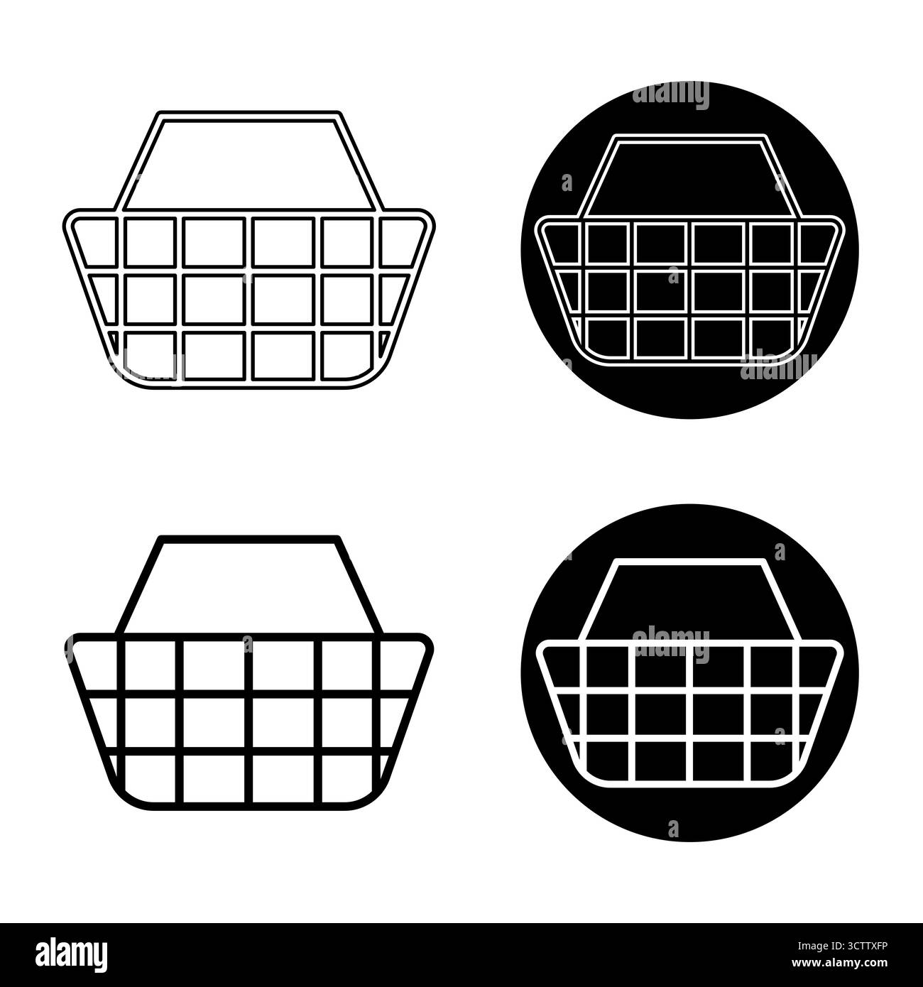 Illustration der Symbole für den Warenkorb. Universelles Symbol für Einkaufs-, Markt-, Geschäfts- oder Einzelhandelskonzepte. Perfekt für das Design von Benutzeroberflächen und Web. Stock Vektor