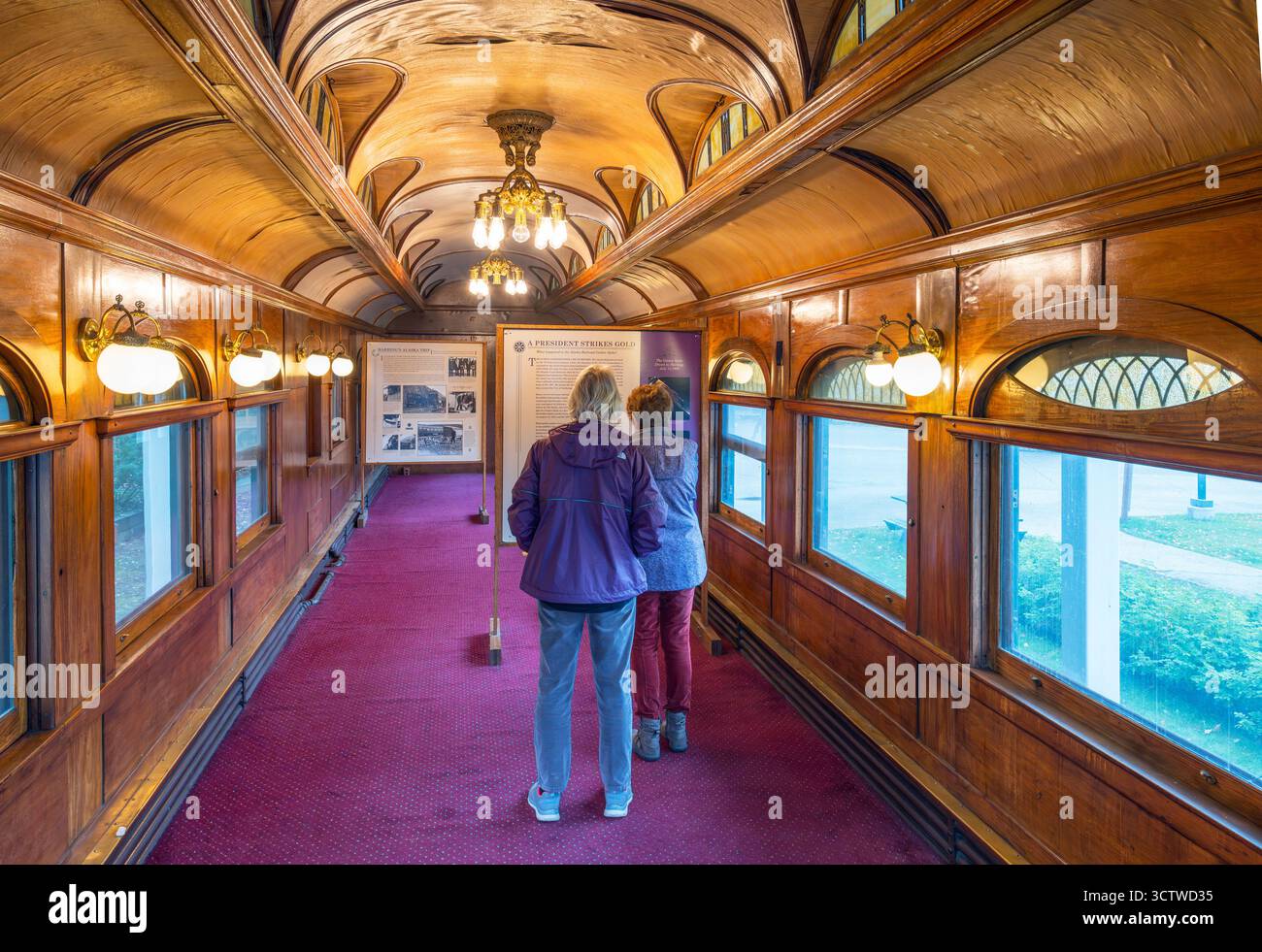 Der Harding Car, ein Eisenbahnwagen des US-Präsidenten Warren G Harding, Pioneer Park, Fairbanks, Alaska, USA Stockfoto