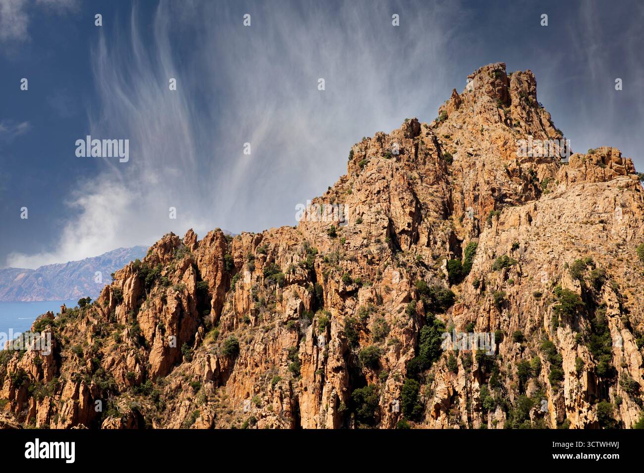 Im Sommer zwischen Ajaccio und Calvi auf Korsika, Frankreich, befindet sich das UNESCO-Weltkulturerbe Calanques de Piana Stockfoto