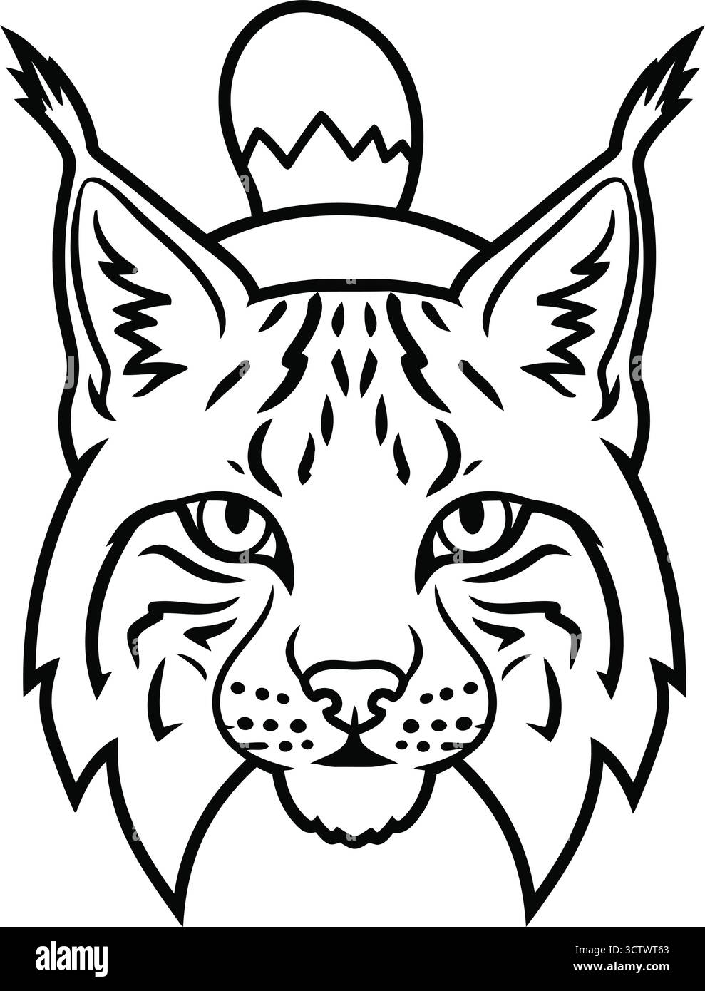 Lynx Head, ein markantes Porträt einer wilden Katze mit seinen markanten getufteten Ohren und einem durchdringenden Blick Stock Vektor