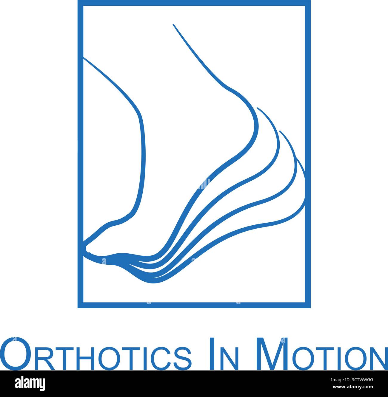 Foot in Motion Logo für orthopädische Versorgung, Mobilität und Gesundheit. Stock Vektor