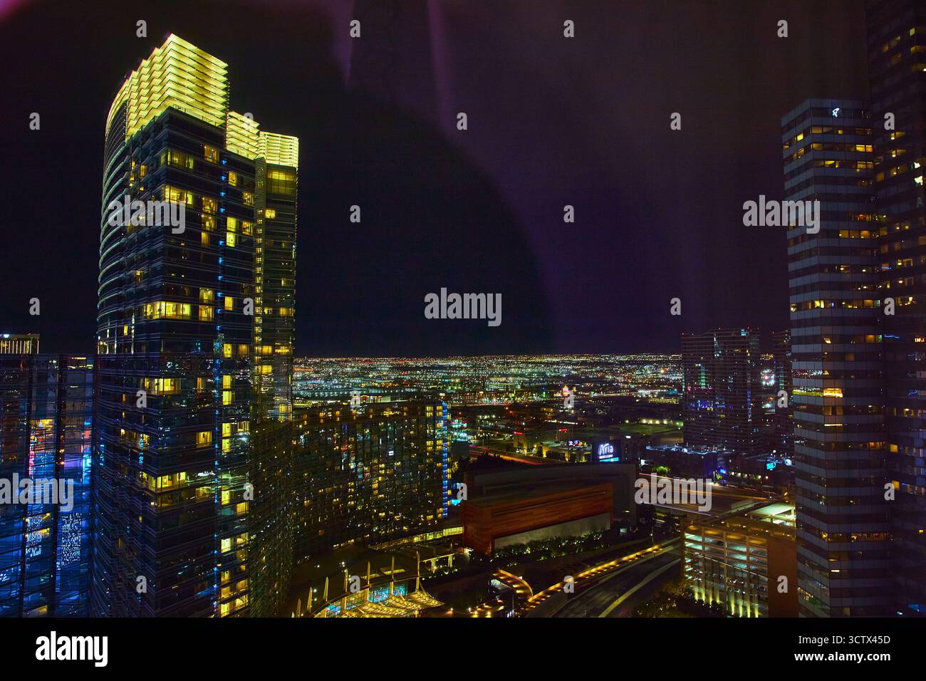 Las Vegas Strip Bei Nacht Skyline Beleuchtet Hochhäuser Stadtlichter Stockfoto