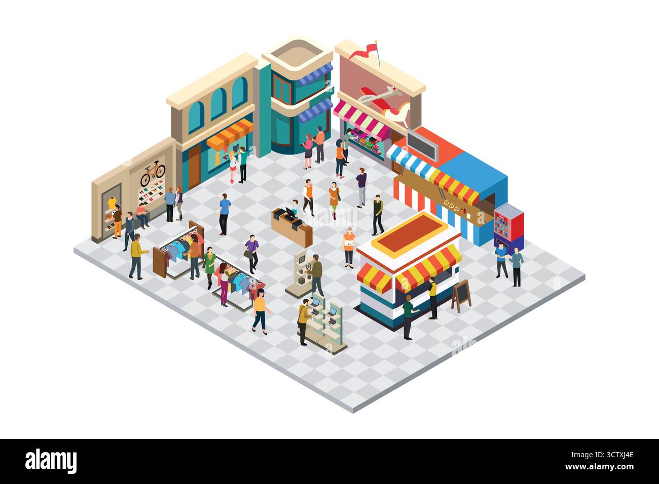 Eine Vektorillustration der Isometrie eines Kaufhauses Stock Vektor