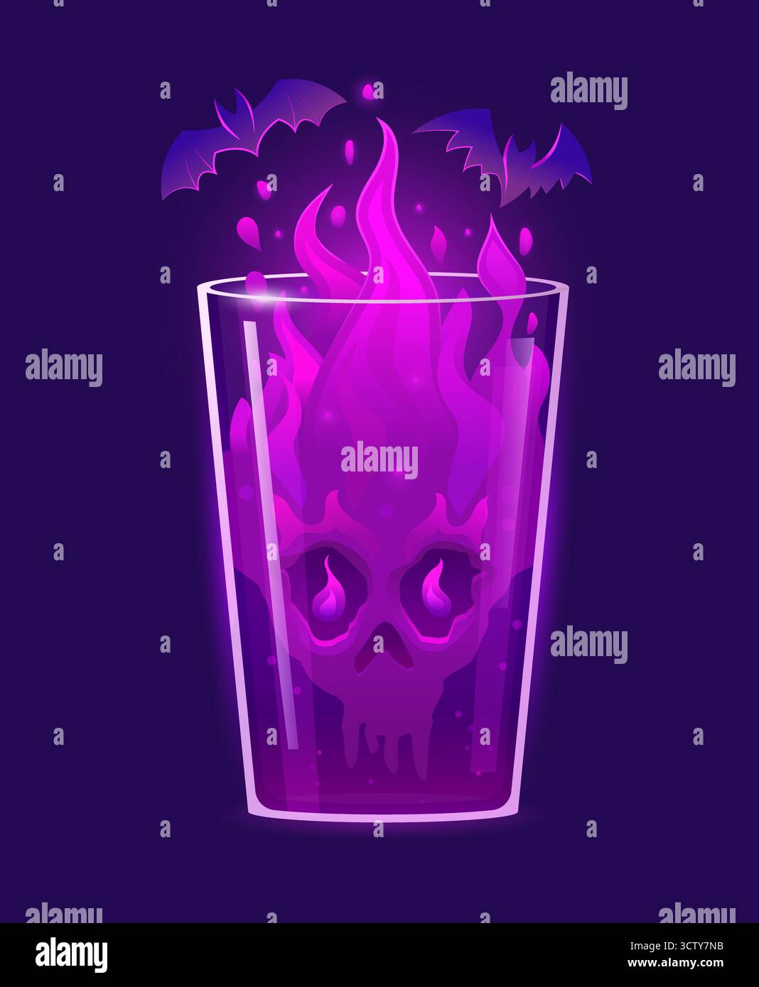 Halloween gruseliger Cocktail, mysteriöses lila Getränk Stock Vektor