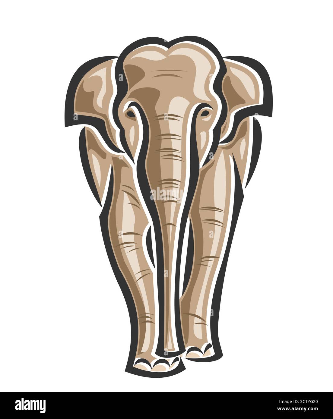 Vektor-Illustration des weißen Königlichen Elefanten - Nationalschatz des Königreichs Thailand, thailändischer Elefant - seltene Variante des asiatischen Elefanten (Elephas maximus) Stock Vektor