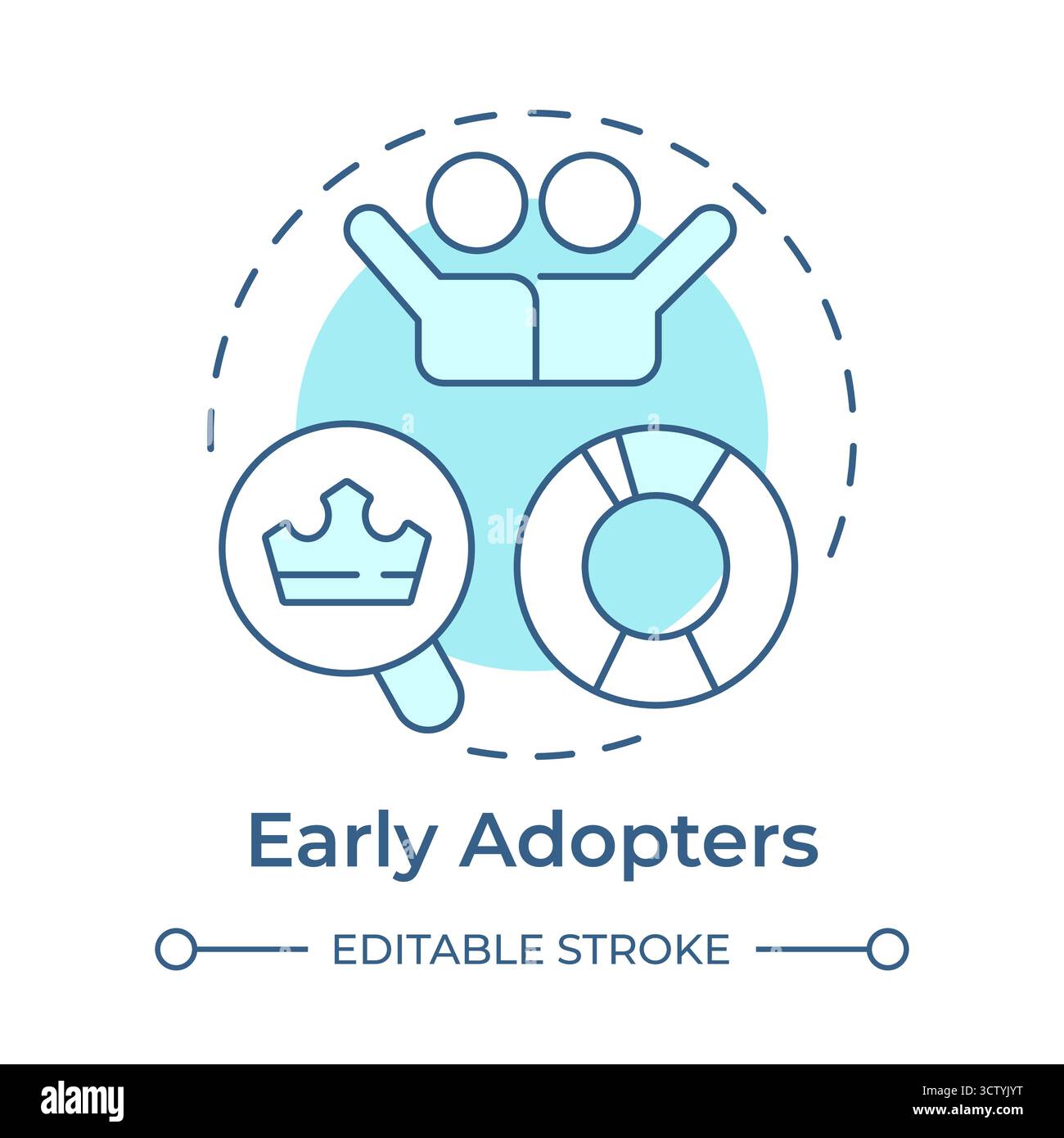 Symbol für „Early Adopters“ in sanftem Blau Stock Vektor