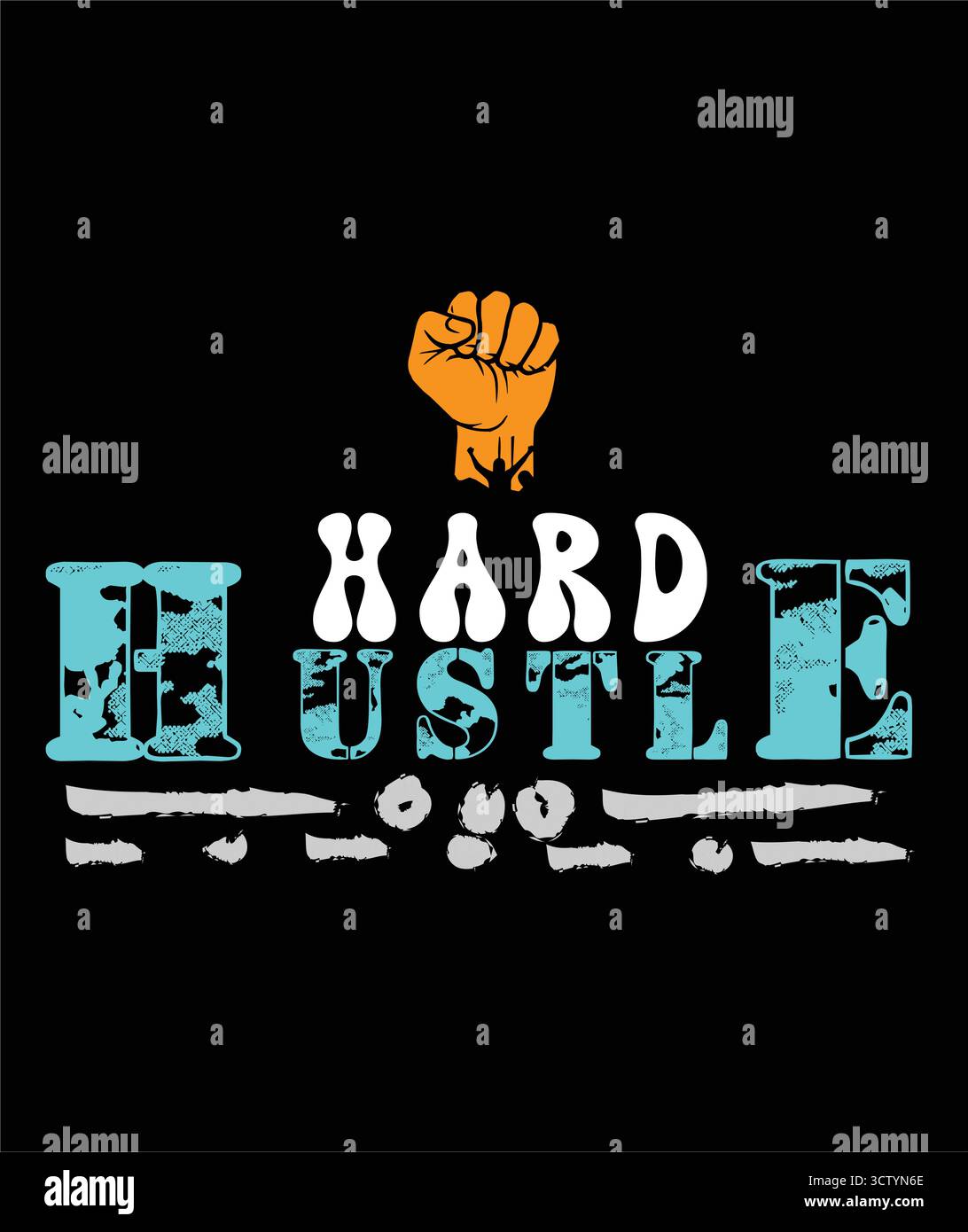 „Hard Hustle“ Raise Fist Empowerment VectorT-Shirt-Design Stock Vektor