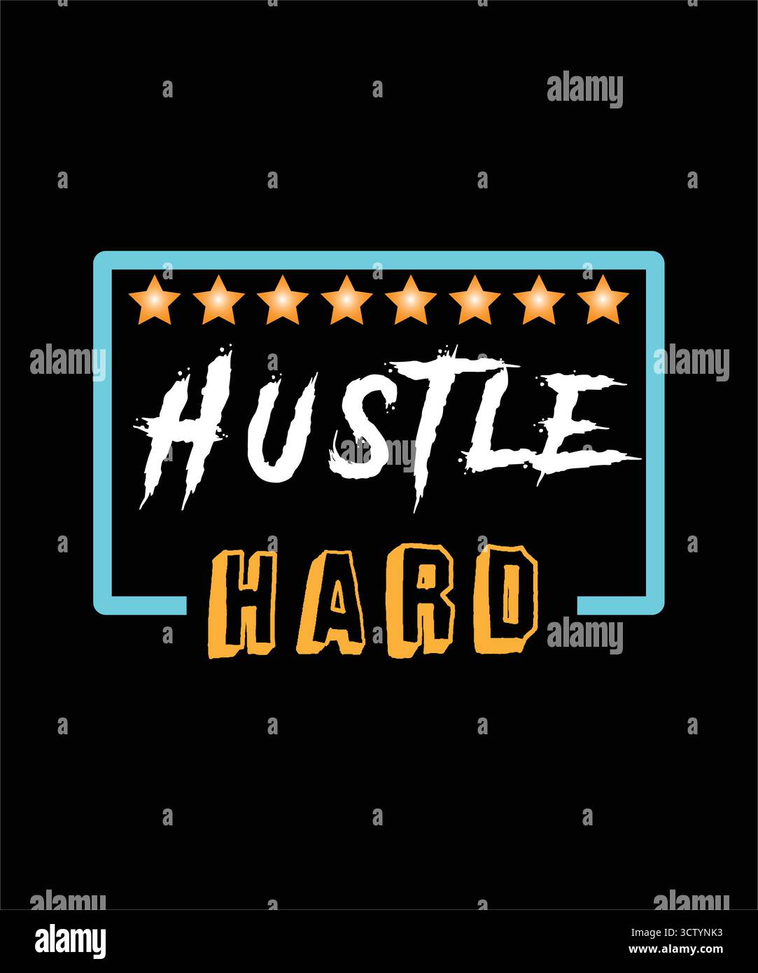 „Hustle Hard“ Star BadgeVectorT-Shirt-Design Stock Vektor