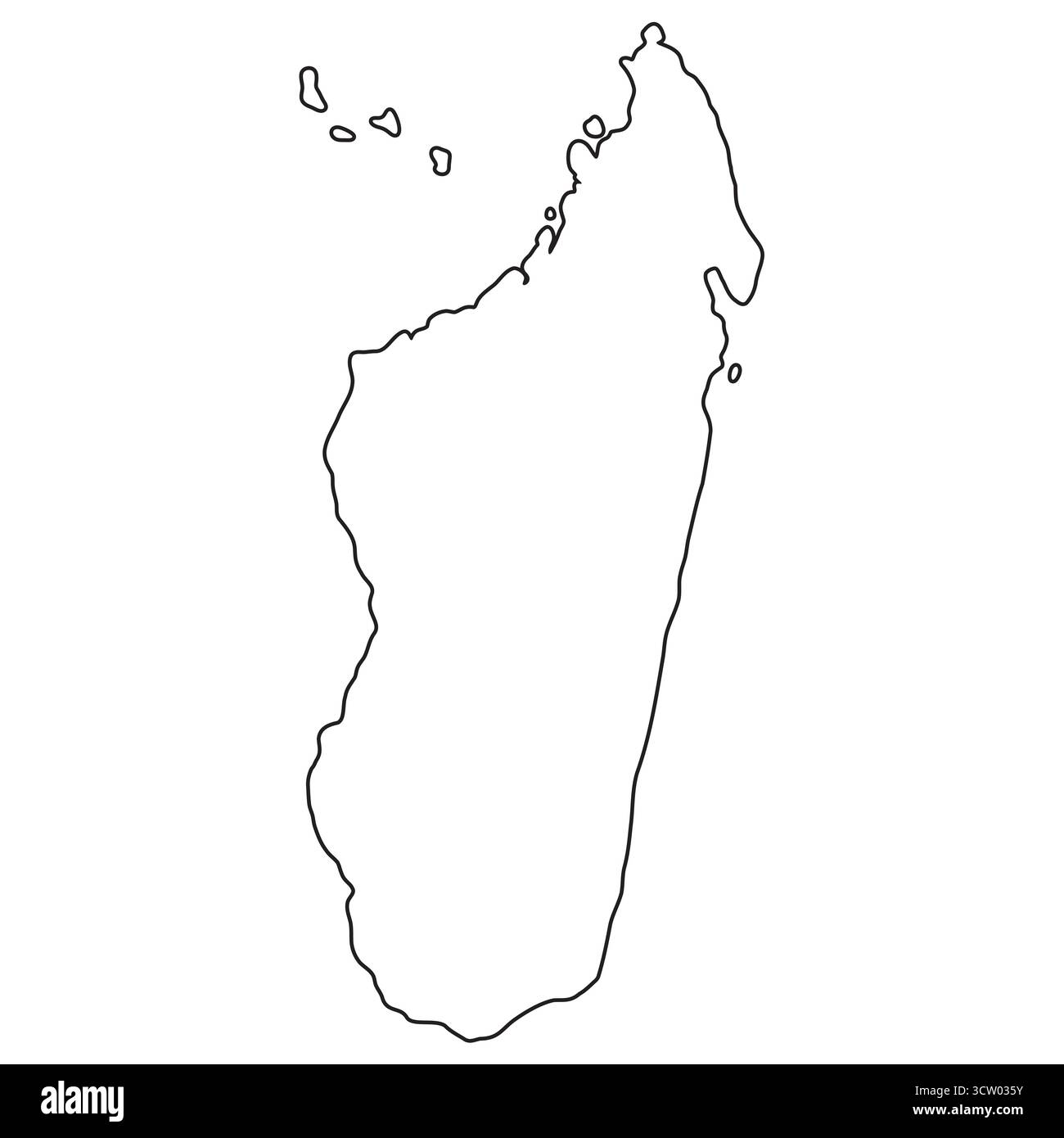 Umrisskarte von Madagaskar mit umliegenden Inseln, Madagaskar Inselkarte Stock Vektor