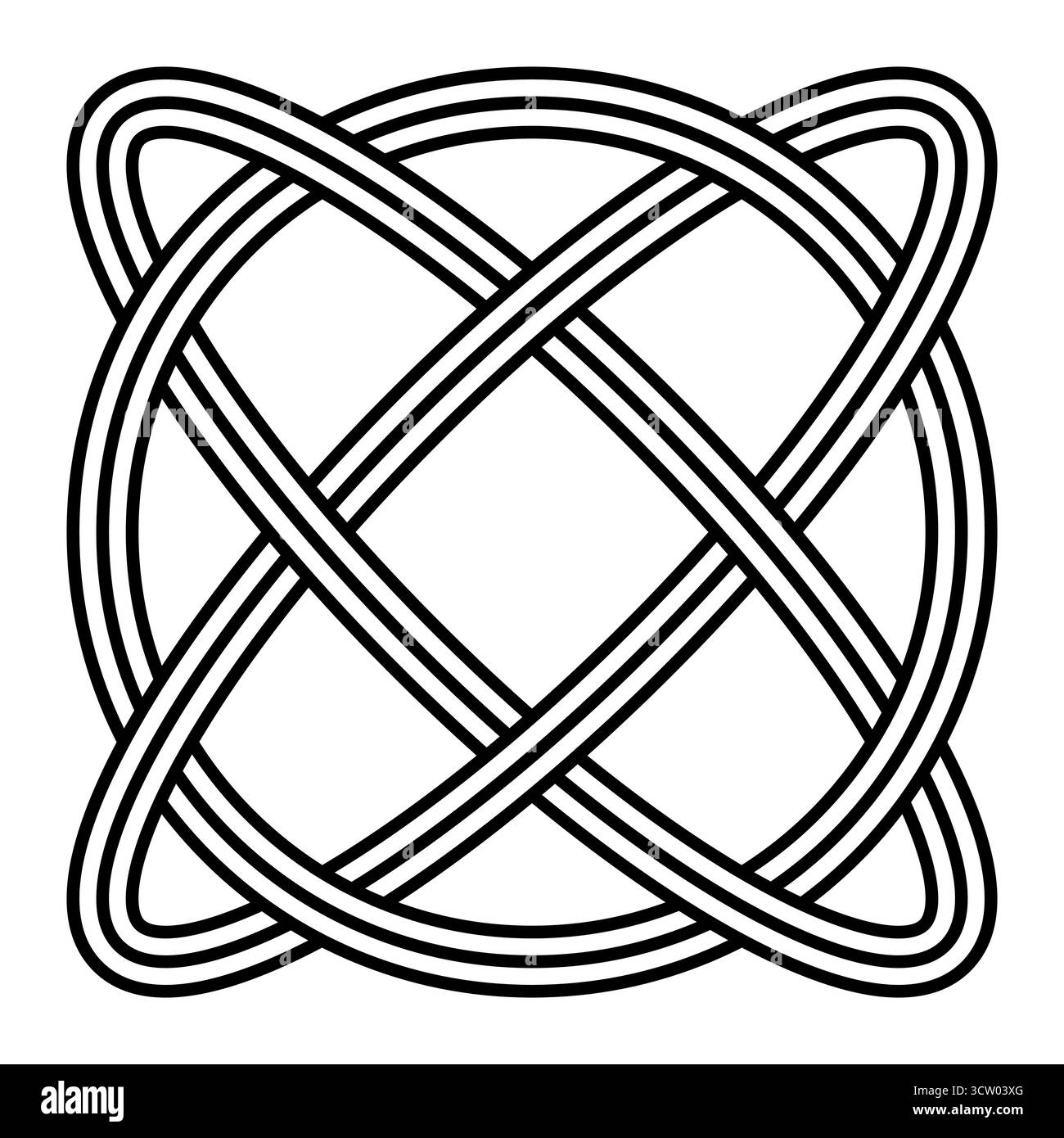 Komplexer Knoten, symmetrisches Muster, gewebter Knoten im keltischen Stil Stock Vektor