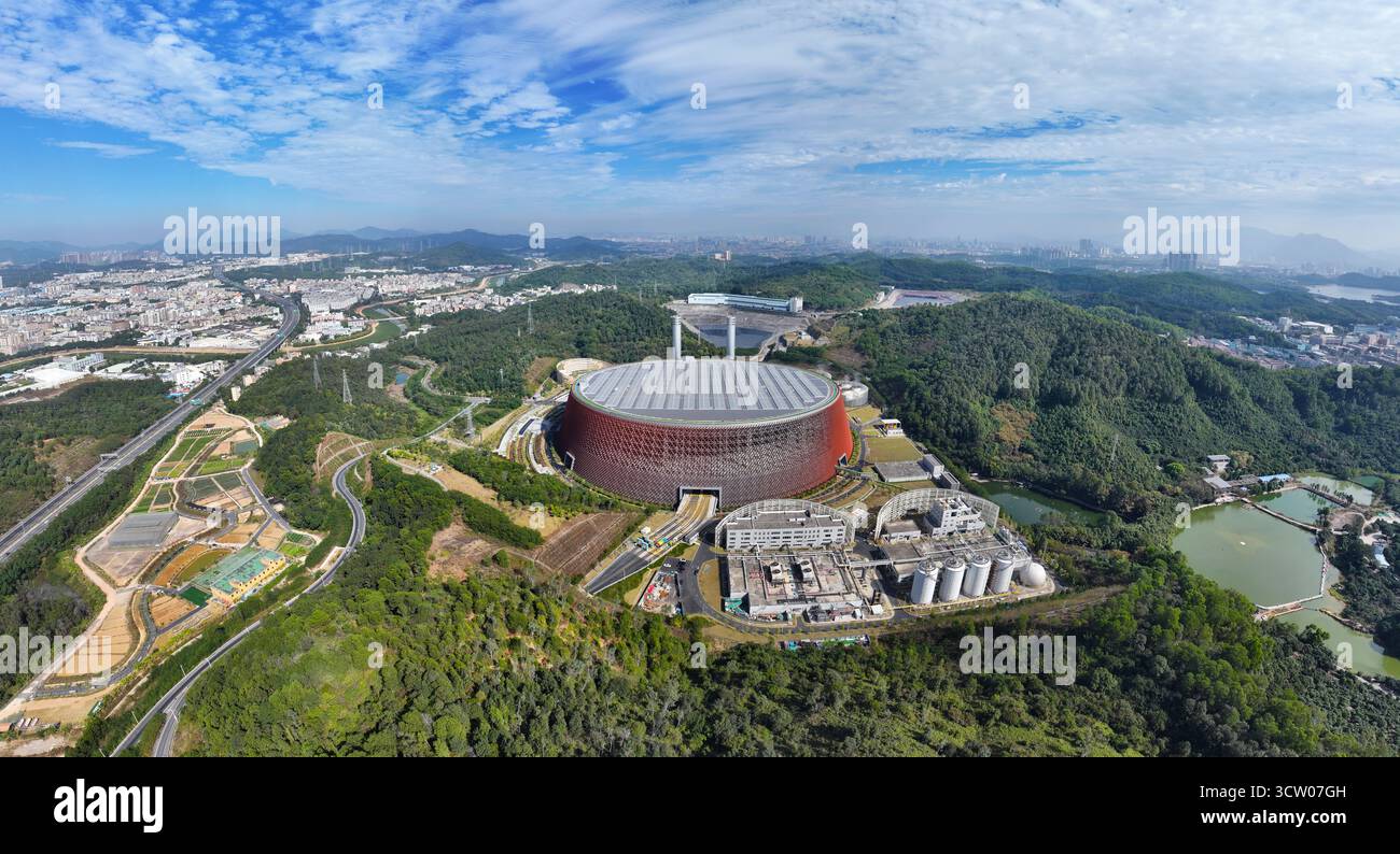 Shenzhen Longgang Pingdi Tiefenenergie Umweltschutz Longgang Energy Ecological Park Luftfotografie Stockfoto